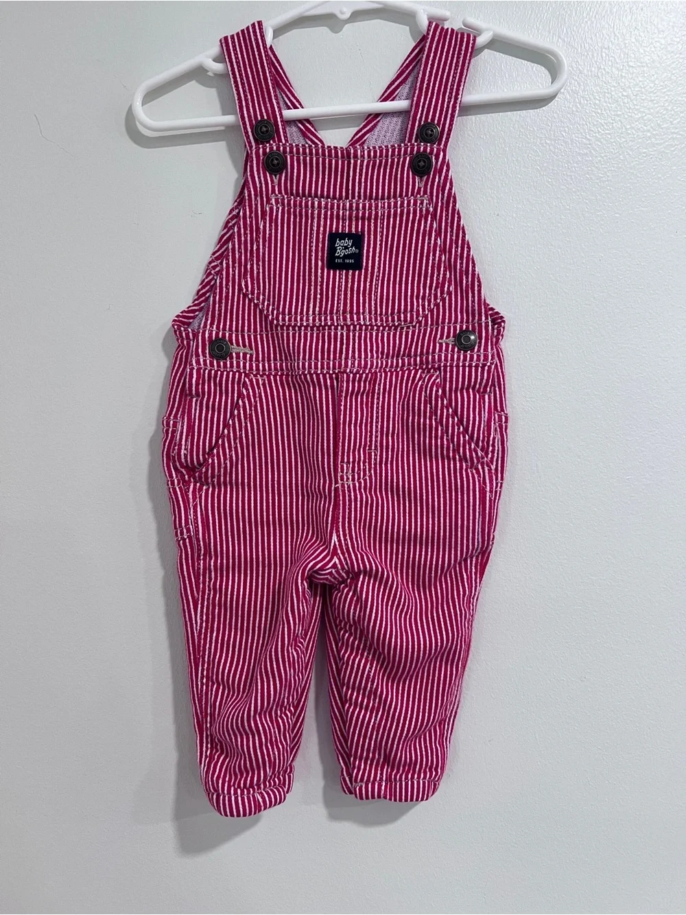 OshKosh B'gosh Red and White Striped Overalls 6-9months